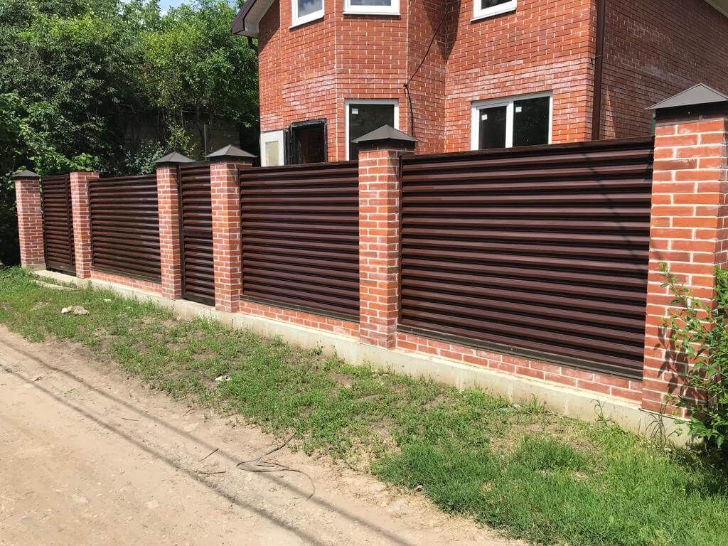 Забор из ламелей ЭКО-Z усиленных 25м RAL8017/8017 Шоколад двусторонний в Рыбинске